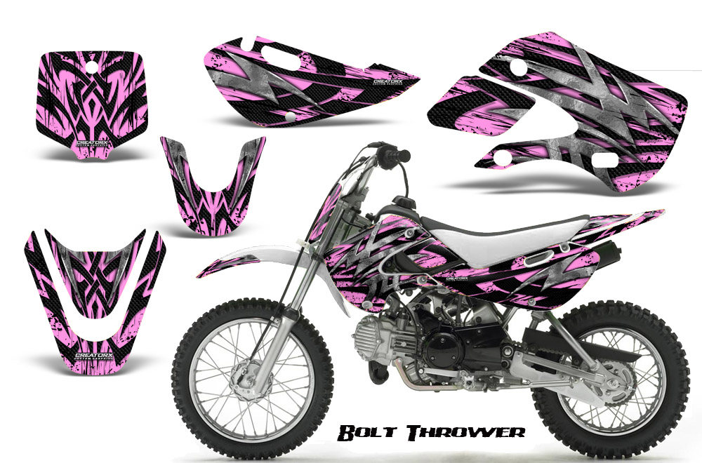 Kawasaki KLX110 KX65 Graphics Kit Bolt Thrower PinkLite